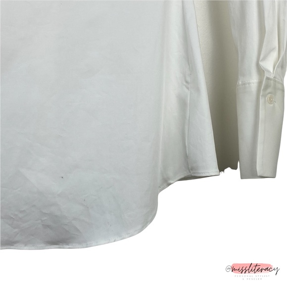 🆕 NWT ZARA Women’s Minimalist Wide Neck Off-Shoulder Collared Button Blouse SM - Picture 12 of 12